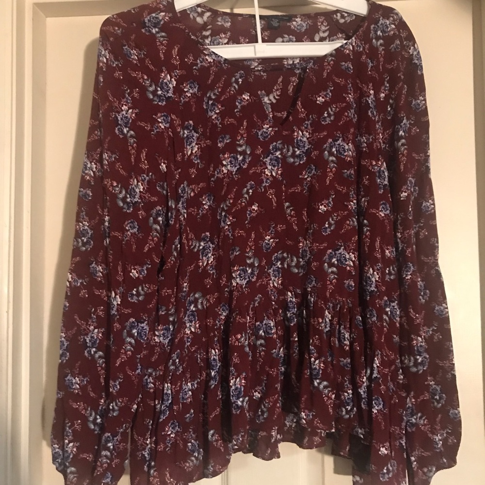 Floral American Eagle Blouse XL
